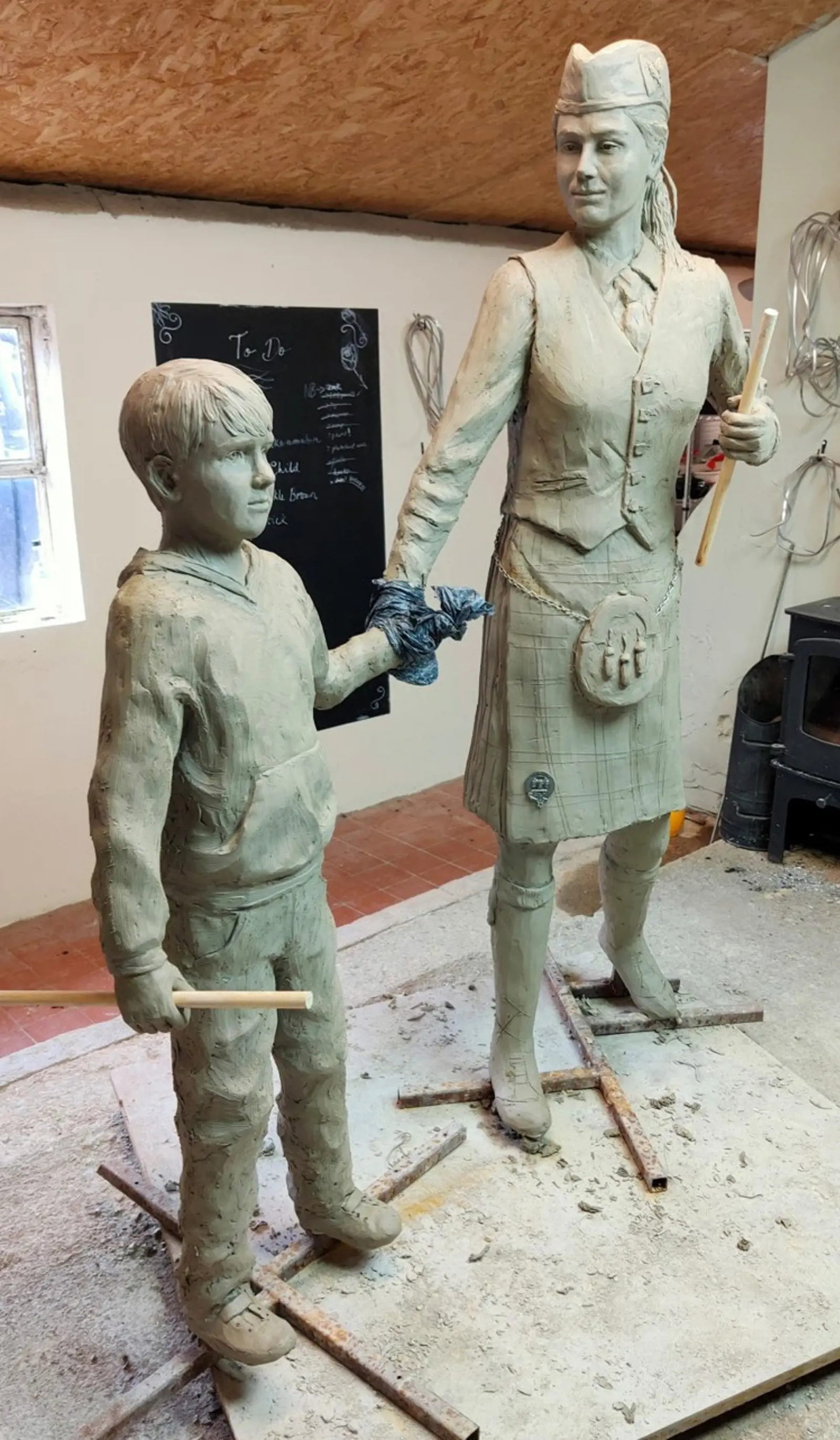 Memorial statue created in memory of Eilidh MacLeod, clay model before casting